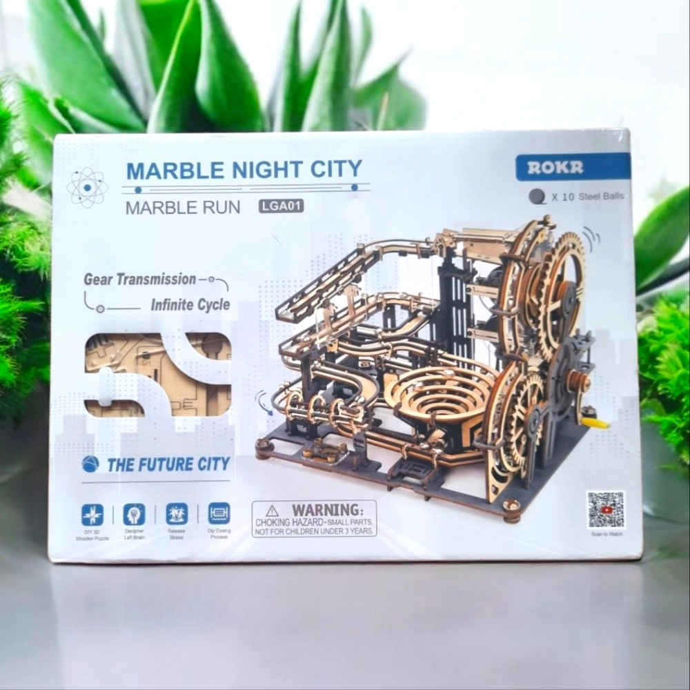 🆕️ Marble Night City Marble Run 'The Future City' - 3D Wooden Puzzle For Adults
